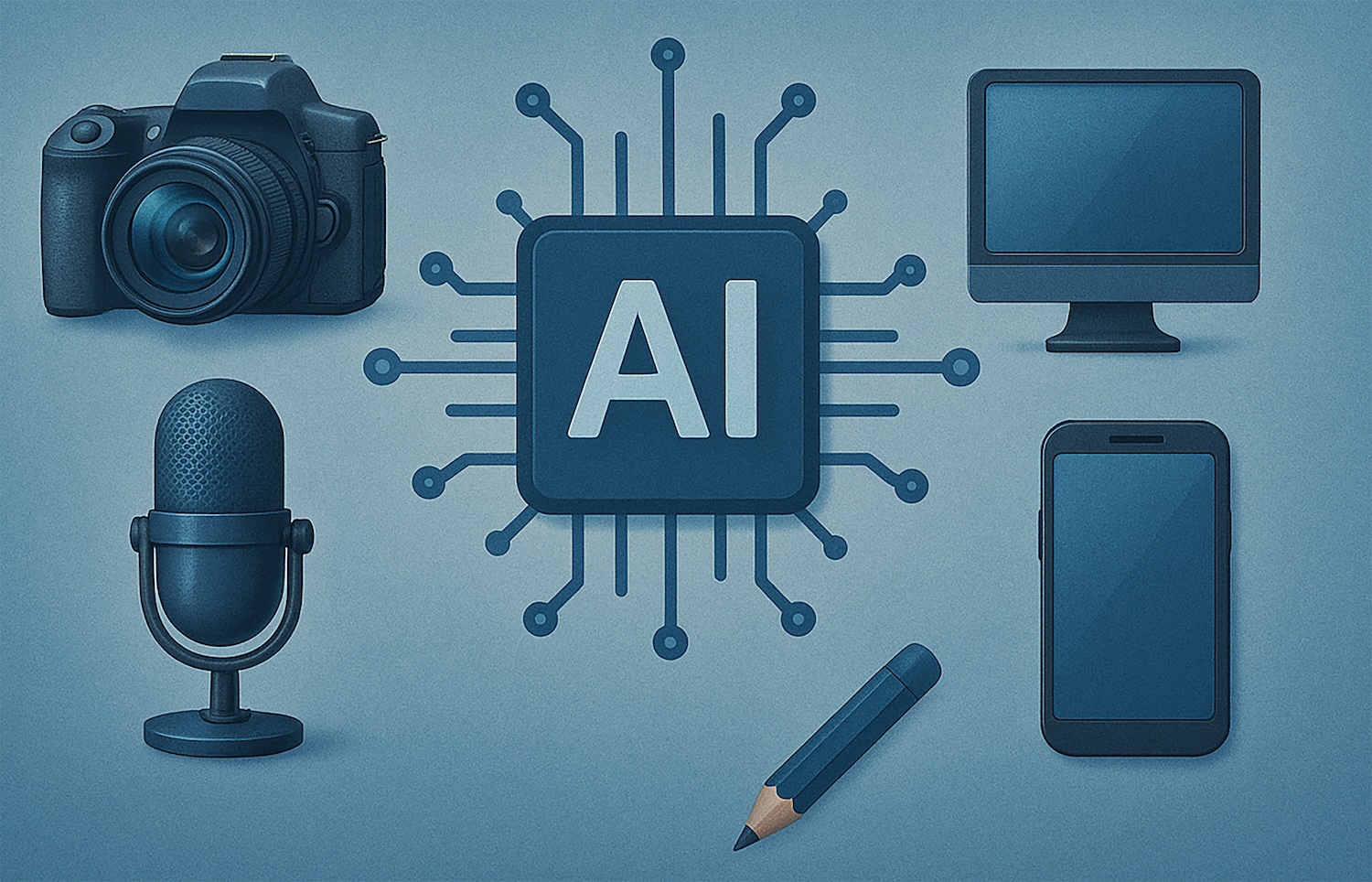 Image representing the various types of content that can be created with AI Tools